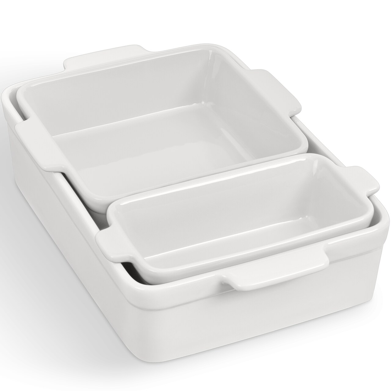 Best Choice Products Ceramic Bakeware Set of 3 Casserole, Loaf, and Square Dishes w/ Handles
